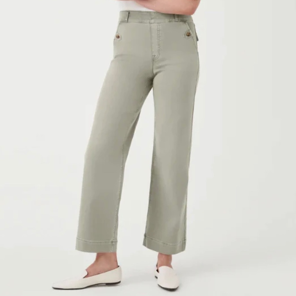 Spanx Stretch Twill Cropped Wide Leg Pant Size Small